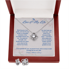 To Love of My Life at Mother's Day - Love Knot Necklace & Earring Set