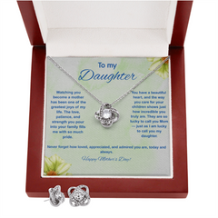 To My Daughter at Mother's Day - Love Knot Necklace & Earring Set