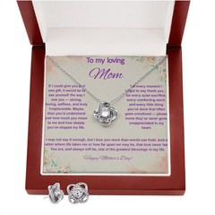 To My Loving Mom at Mother's Day - Love Knot Necklace & Earring Set