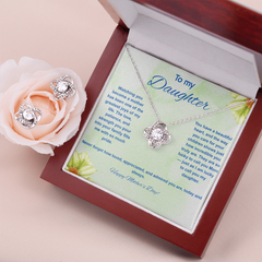 To My Daughter at Mother's Day - Love Knot Necklace & Earring Set