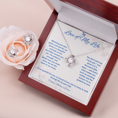To Love of My Life at Mother's Day - Love Knot Necklace & Earring Set