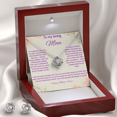 To My Loving Mom at Mother's Day - Love Knot Necklace & Earring Set