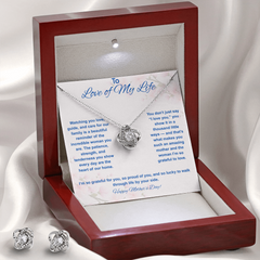 To Love of My Life at Mother's Day - Love Knot Necklace & Earring Set