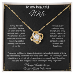 To My Beautiful Wife On Our Anniversary - Love Knot Necklace