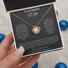 To My Beautiful Wife On Our Anniversary - Love Knot Necklace