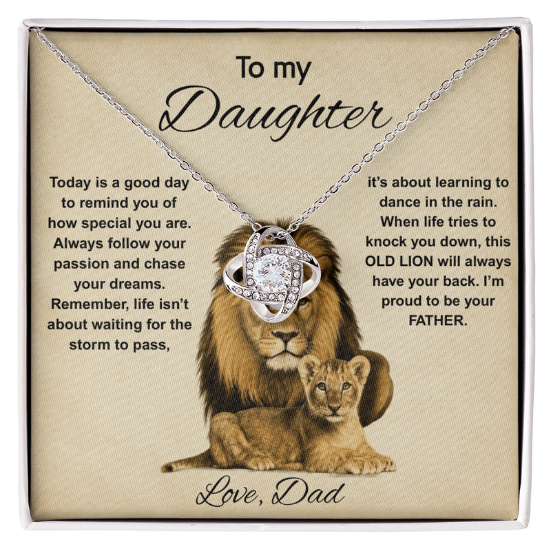To My Daughter Love, Dad - Love Knot Necklace
