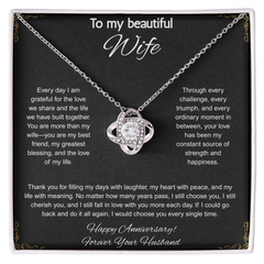 To My Beautiful Wife On Our Anniversary - Love Knot Necklace