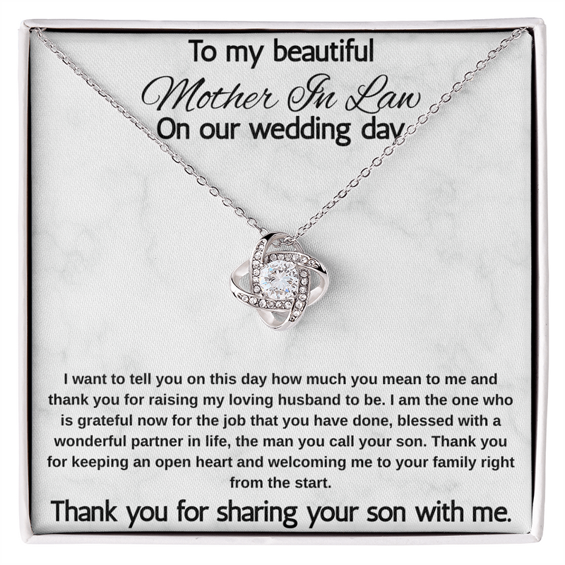 Mother In Law Gift (I Want To Tell You) Love Knot Necklace