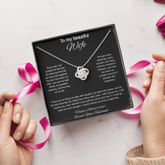 To My Beautiful Wife On Our Anniversary - Love Knot Necklace