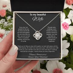 To My Beautiful Wife On Our Anniversary - Love Knot Necklace