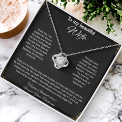 To My Beautiful Wife On Our Anniversary - Love Knot Necklace