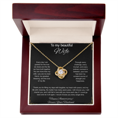 To My Beautiful Wife On Our Anniversary - Love Knot Necklace