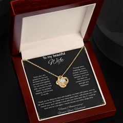 To My Beautiful Wife On Our Anniversary - Love Knot Necklace