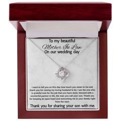 Mother In Law Gift (I Want To Tell You) Love Knot Necklace