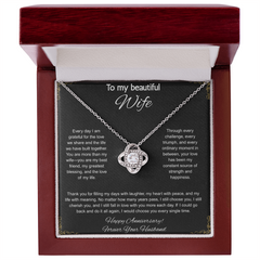 To My Beautiful Wife On Our Anniversary - Love Knot Necklace