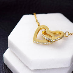 To My Beautiful Wife On Our Anniversary - Interlocking Hearts Necklace