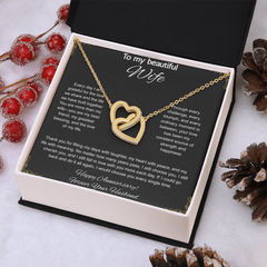 To My Beautiful Wife On Our Anniversary - Interlocking Hearts Necklace