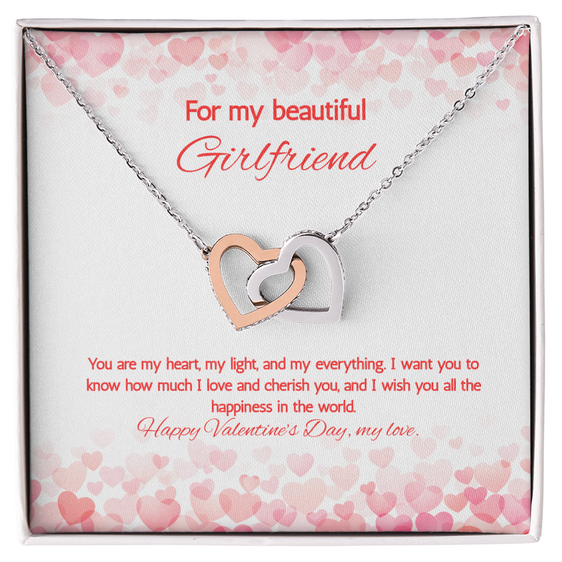 For My Beautiful Girlfriend at Valentine's Day - Interlocking Hearts Necklace