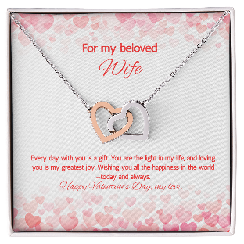 For My Beloved Wife at Valentine's Day - Interlocking Heart Necklace