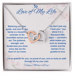 To Love of My Life at Mother's Day - Interlocking Hearts Necklace
