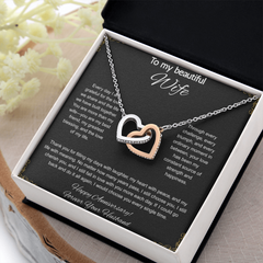 To My Beautiful Wife On Our Anniversary - Interlocking Hearts Necklace