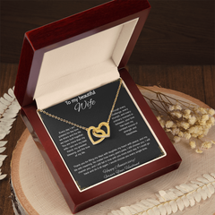 To My Beautiful Wife On Our Anniversary - Interlocking Hearts Necklace