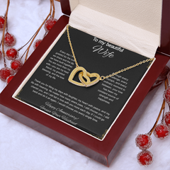 To My Beautiful Wife On Our Anniversary - Interlocking Hearts Necklace