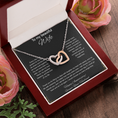 To My Beautiful Wife On Our Anniversary - Interlocking Hearts Necklace