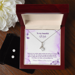 To My Beautiful Wife at Mother's Day - Alluring Beauty Necklace & Earring Set