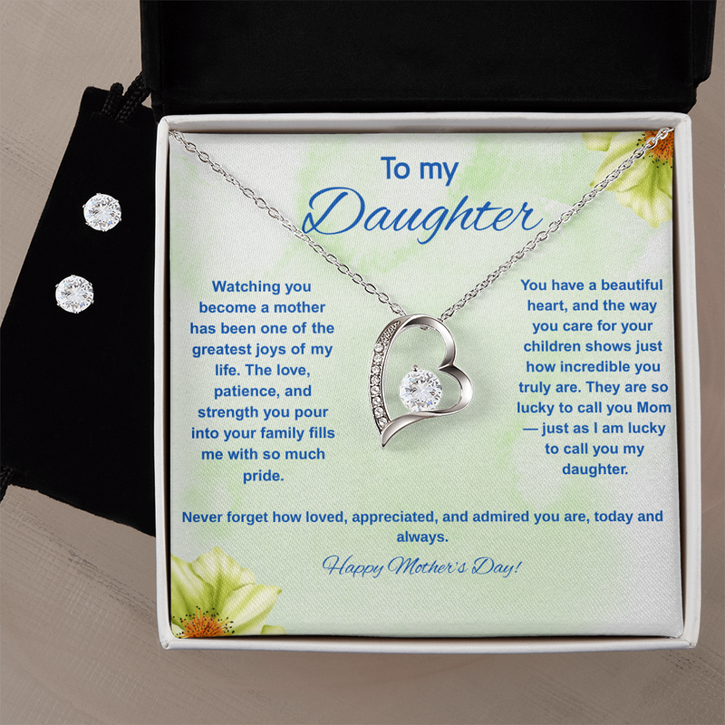 To My Daughter at Mother's Day - Forever Love Necklace & Earring Set