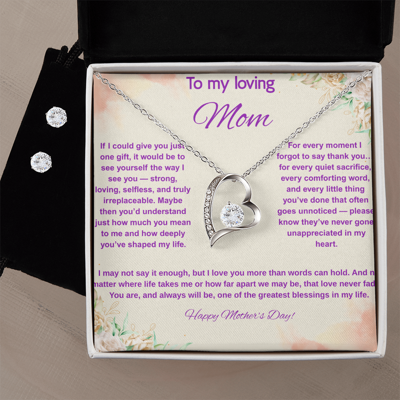 To My Loving Mom at Mother's Day - Forever Love Necklace & Earring Set
