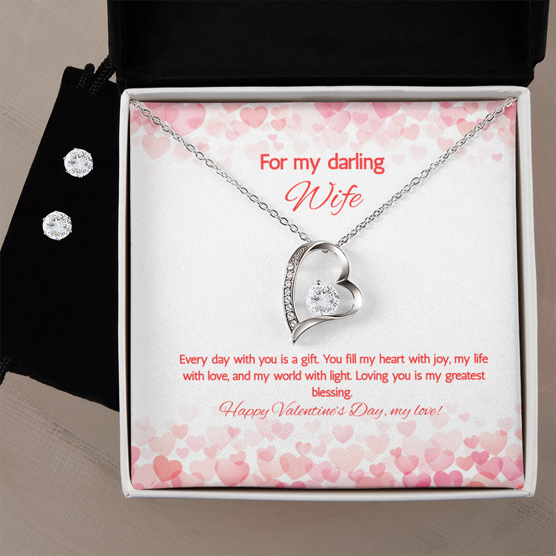 For My Darling Wife at Valentine's Day - Forever Love Necklace & Earring Set