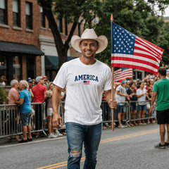 Adult America with Flag T-Shirt