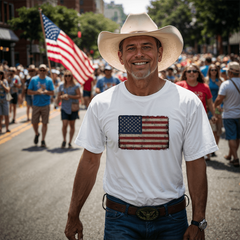 Adult Distressed American Flag T-Shirt