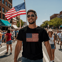 Adult Distressed American Flag T-Shirt