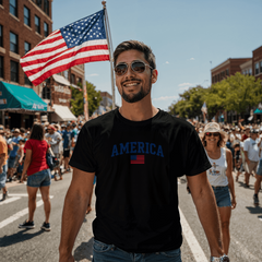 Adult America with Flag T-Shirt