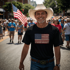 Adult Distressed American Flag T-Shirt