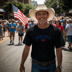 Adult America with Flag T-Shirt