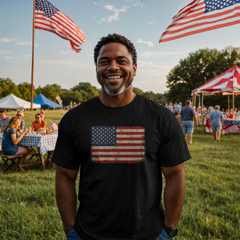 Adult Distressed American Flag T-Shirt