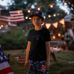 Youth Jersey America with Flag T-Shirt