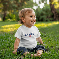 Baby Jersey America with Flag T-Shirt