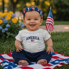 Baby Jersey America with Flag T-Shirt