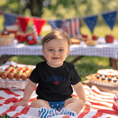 Baby Jersey America with Flag T-Shirt