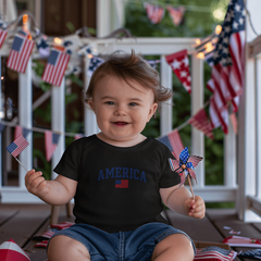 Baby Jersey America with Flag T-Shirt