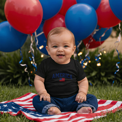 Baby Jersey America with Flag T-Shirt