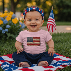 Baby Jersey Distressed American Flag T-Shirt