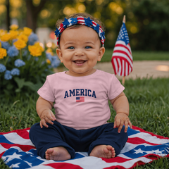 Baby Jersey America with Flag T-Shirt