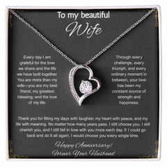 To My Beautiful Wife On Our Anniversary -  Forever Love Necklace