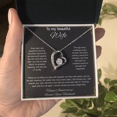 To My Beautiful Wife On Our Anniversary -  Forever Love Necklace