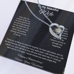 To My Beautiful Wife On Our Anniversary -  Forever Love Necklace